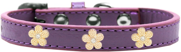 Gold Flower Widget Dog Collar Lavender Size 14